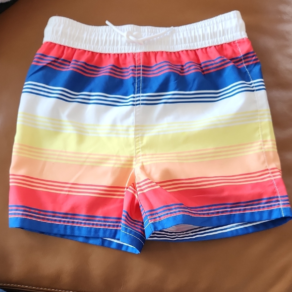 Janie and Jack Orange and Blue Swim Trunks Vibrant Stripes